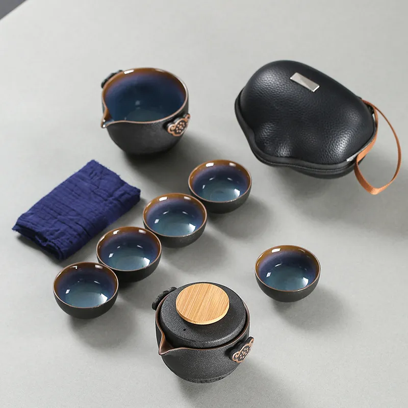Korean Tea Set - ชุดชาจีนเกรดสูงแบบพกพาสำหรับเดินทางชุดน้ำชากังฟูกาน้ำกาน้ำกาน้ำชาเซรามิกพอร์ซเลนถ้วยชากิวันสำหรับพิธีชงชาของขวัญที่บ้าน